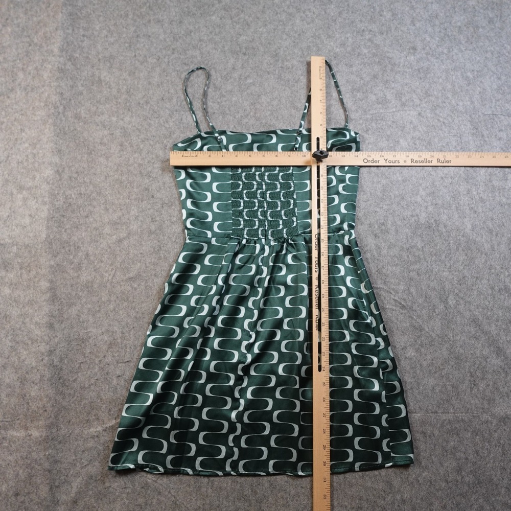 Reformation Dress Womens 2 Green Blue Kosta Silk Venture Mini Satin Smocked - Picture 5 of 11